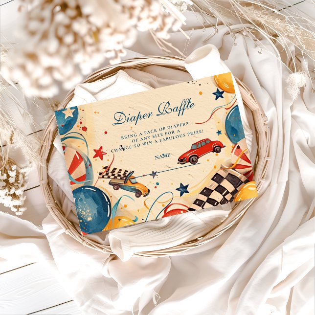 Vintage Race Car Diapper Raffle Begleitkarte (Von Creator hochgeladen)