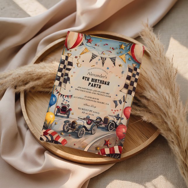 Vintage Racing Boys Birthday Party Einladung (Von Creator hochgeladen)