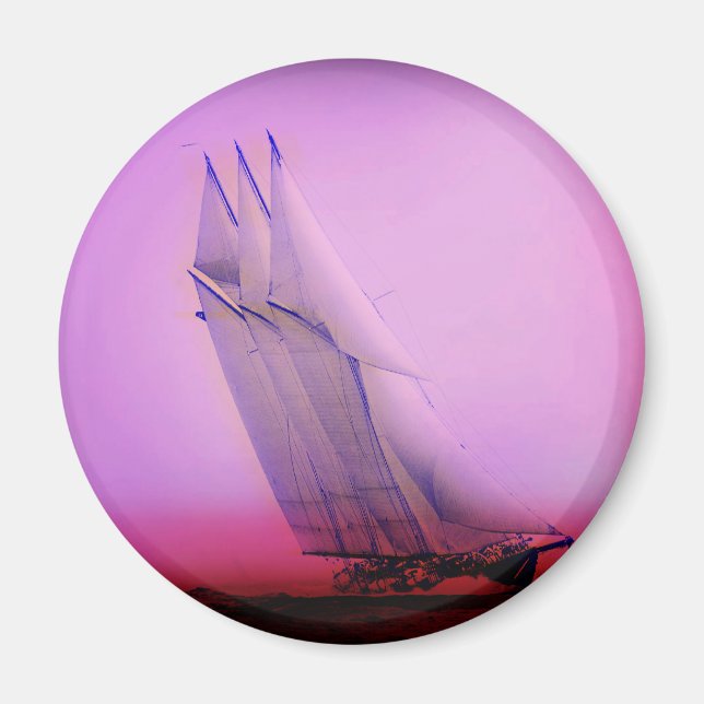 Vintage Racing Yacht Magnet (Devant)