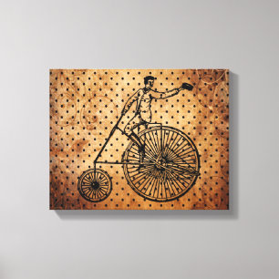 Vintage Radfahrer brauner Punkt Hintergrund Leinwanddruck