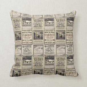 Vintage Radfahrer-Werbungs-Collage Kissen