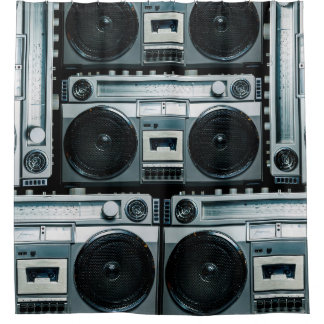 Vintage-Radio-Boombox Duschvorhang