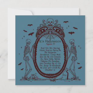 Vintage Rahmen Blau Halloween-Party Einladung