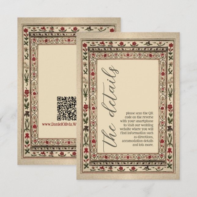 Vintage Rahmen Ethnic Motif Wedding Begleitkarte (Vorne/Hinten)