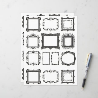 Vintage Rahmen Line Art Collage Scrapbook Paper