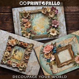 Vintage Rahmen mit Blumen und Papier -
