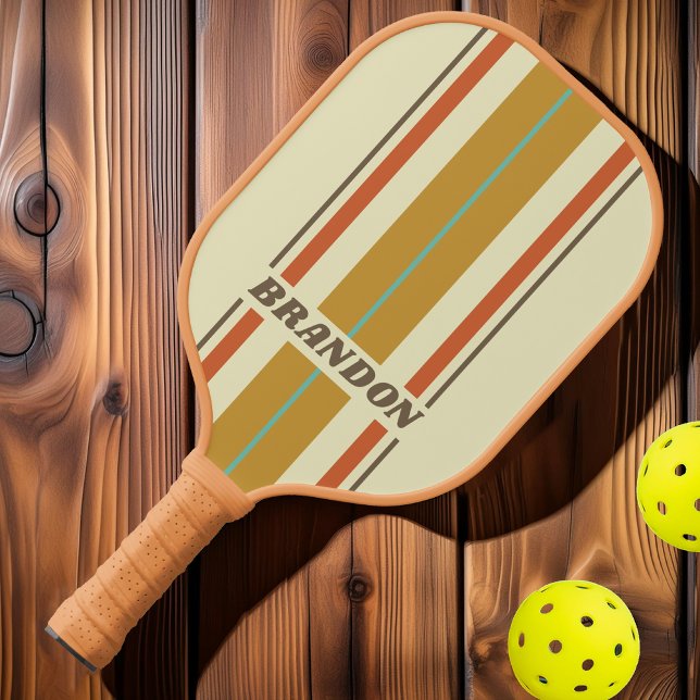 Vintage Rainbow-Board-Streifen mit Namen Pickleball Schläger (Von Creator hochgeladen)