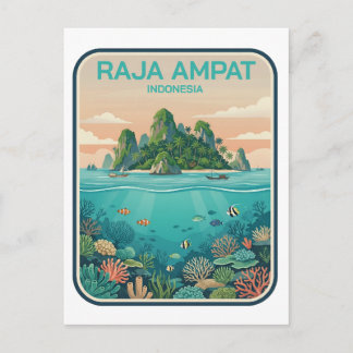 Vintage Raja Ampat Indonesien Korallenriff Tauchku Postkarte