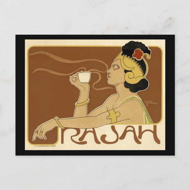 Vintage Rajah-Kaffeewerbung Postkarte (Vorderseite)