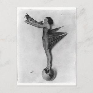 Vintage Raketenladie Postkarte