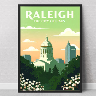 Vintage Raleigh North Carolina Poster
