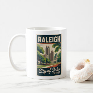 Vintage Raleigh North Carolina Retro-Reiseposter Kaffeetasse