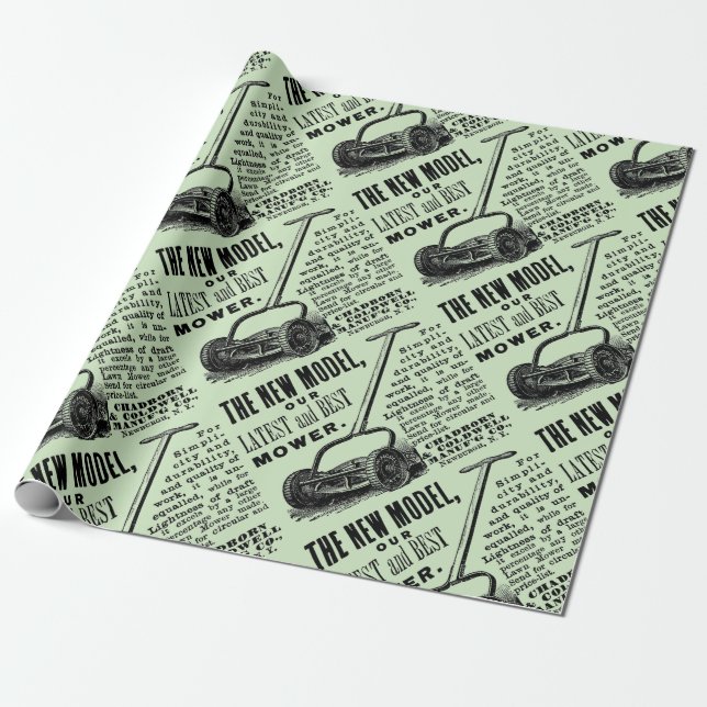 Vintage Rasenmäheranzeige Geschenkpapier (Ungerollt)