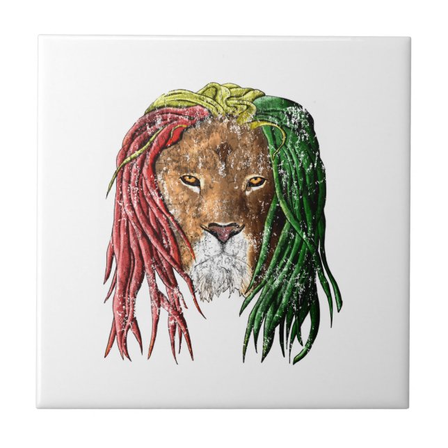 Vintage Rasta Reggae Lion Fliese (Vorderseite)