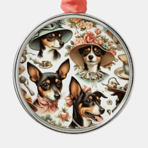 Vintage Ratt Terrier nahtlos Ornament Aus Metall
