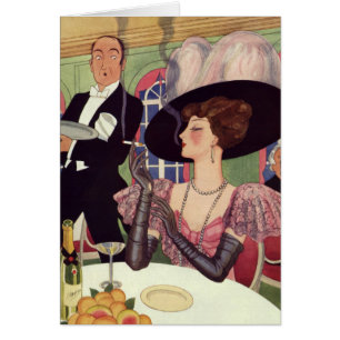Vintage rauchende Frau Zigarette Drink Champagner