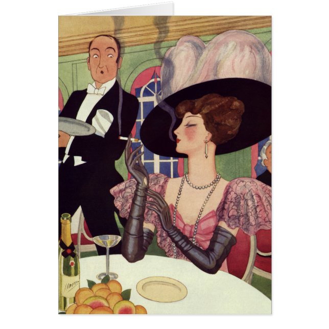 Vintage rauchende Frau Zigarette Drink Champagner (Vorne)