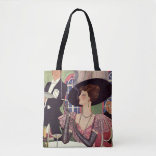 Vintage rauchende Frau Zigarette Drink Champagner Tasche