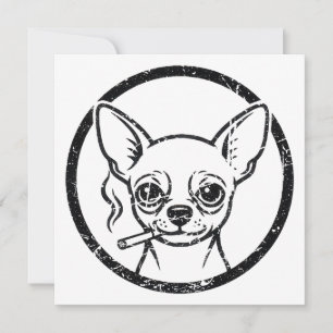 Vintage rauchender Chihuahua Retro Haustier Zigare Feiertagskarte