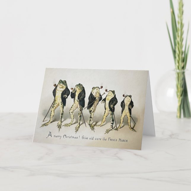 Vintage Rauchfrösche Weihnachtskarte Feiertagskarte (Vorderseite)