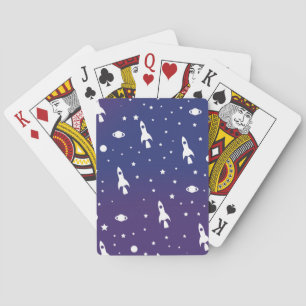 vintage Raumraketen Muster Spielkarten