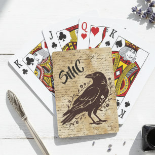 Vintage Raven Script Ästhetische Einzugsfeier Spielkarten