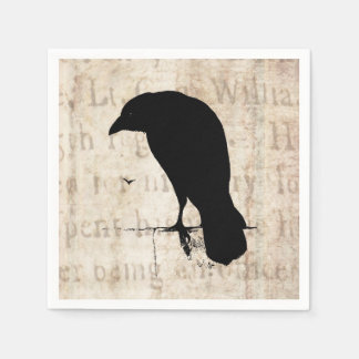 Vintage Raven Silhouette Retro Goth Ravens Birds Serviette