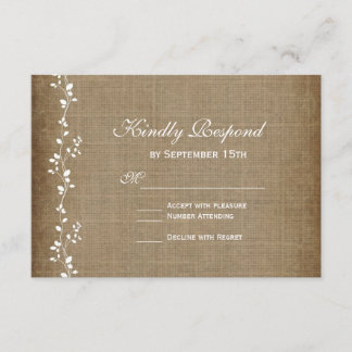 Vintage Reben Rustikale Hochzeitskarten RSVP Karte