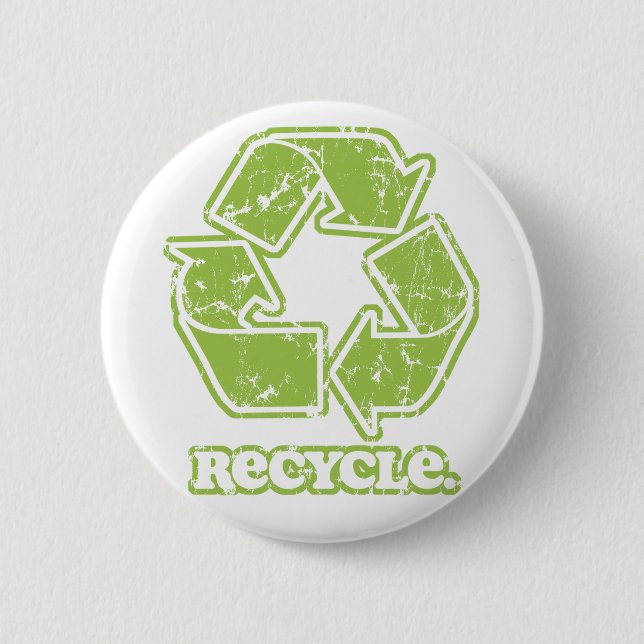 Vintage-Recycle-Schild runder Button (Vorderseite)
