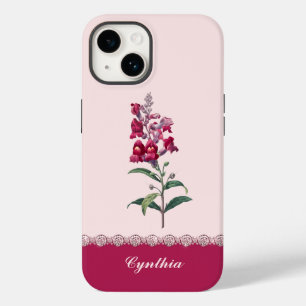 Vintage Red Anterinum Blume mit rosa Akzente Case-Mate iPhone 14 Hülle
