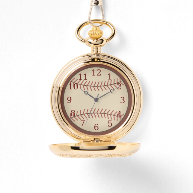 Vintage Red Baseball Pocket Watch Armbanduhr (Vorderseite)