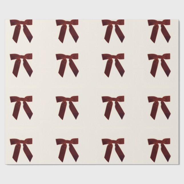 Vintage Red Bow Wrapping Paper Geschenkpapier (Flach)