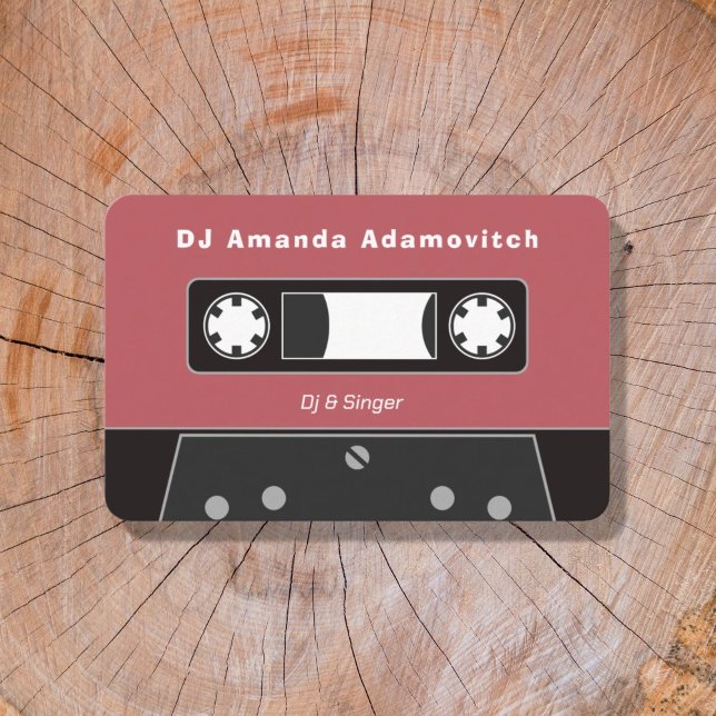 Vintage Red Cassette-Band-Visitenkarte Visitenkarte (Red Vintage Cassette Tape Business Card)