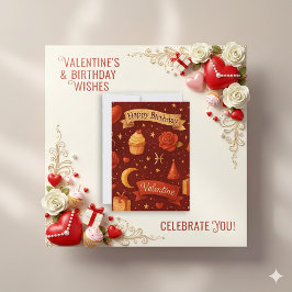 Vintage Red Celestial Birthday Valentine Feiertagskarte