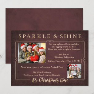Vintage Red Chalkboard Christmas Party Invitation