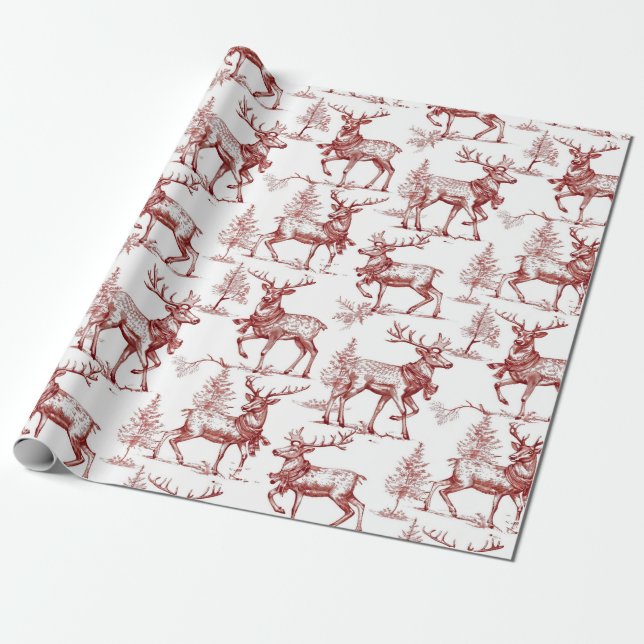 Vintage Red Christmas Geschenkpapier (Ungerollt)