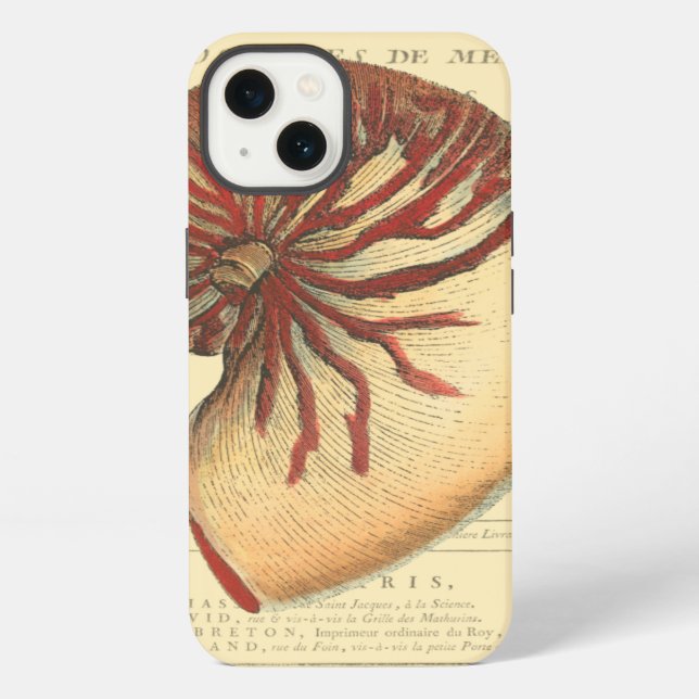 Vintage Red Conch Shell iPhone Hülle (Rückseite)