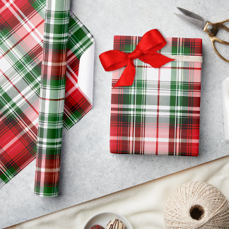 Vintage Red Green Plaid Farmhouse Lux Christmas Geschenkpapier