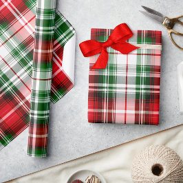 Vintage Red Green Plaid Farmhouse Lux Christmas Geschenkpapier