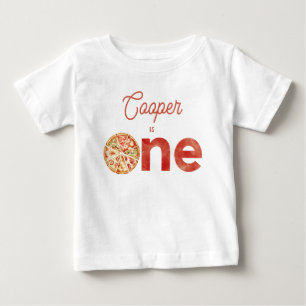 Vintage Red Pizza Slice Of Fun 1. Geburtstag Baby T-shirt