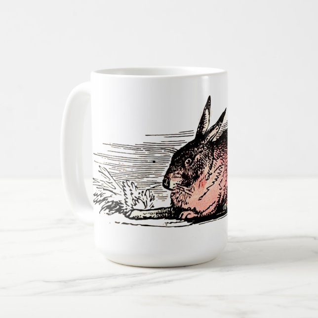 Vintage Red Rabbit Drawing Kaffeetasse (Vorderseite Links)