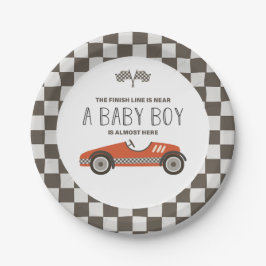 Vintage Red Race Car Baby Dusche Pappteller