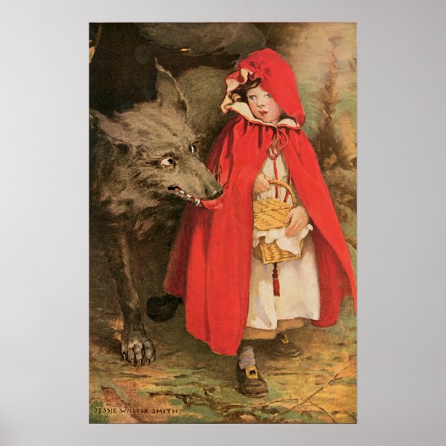 Vintage Red Riding Hood und Big Bad Wolf Poster (Vorne)