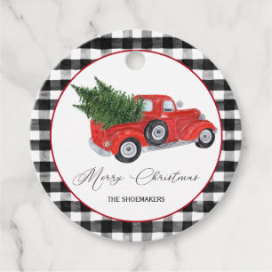 Vintage Red Truck Buffalo Schenken Sie Weihnachten Geschenkanhänger