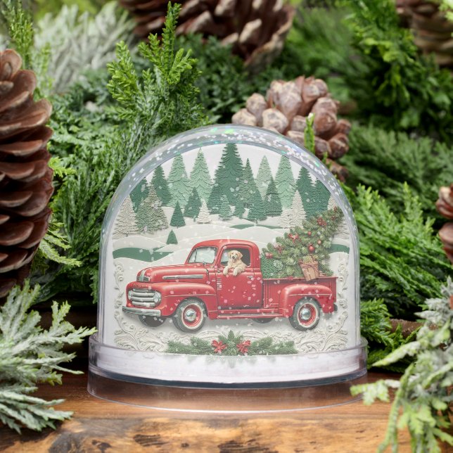 Vintage Red Truck Christmas Snow Globe (Hiver)