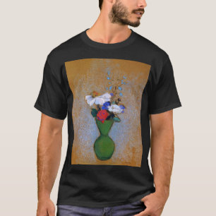 Vintage Redon-Rose-Blume in der grünen Vase T-Shirt