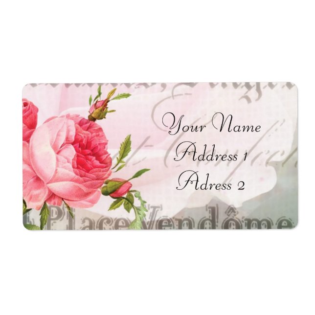 Vintage Redoute Rose Shipping Labels (Vorne)