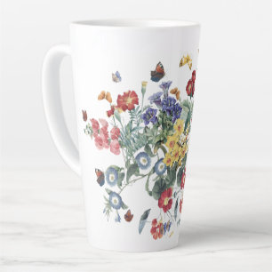 Vintage Redoute Schmetterlingsgarten-Blumen-Lattem Milchtasse