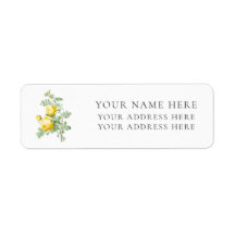 VINTAGE REDOUTÉ "YELLOW ROSE"-RÜCKSENDEADRESSE