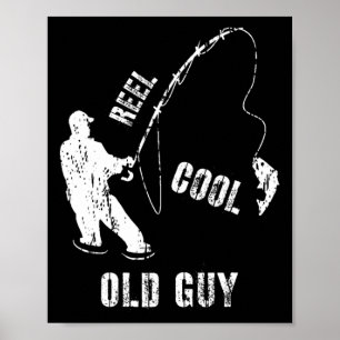 Vintage Reel Cooler Alter Mann Angelschnur Fischer Poster